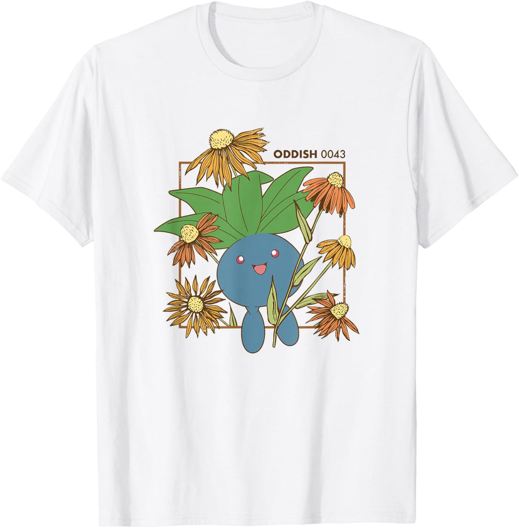 Pokémon Oddish 0043 Happy Jumping Floral Portrait T-Shirt