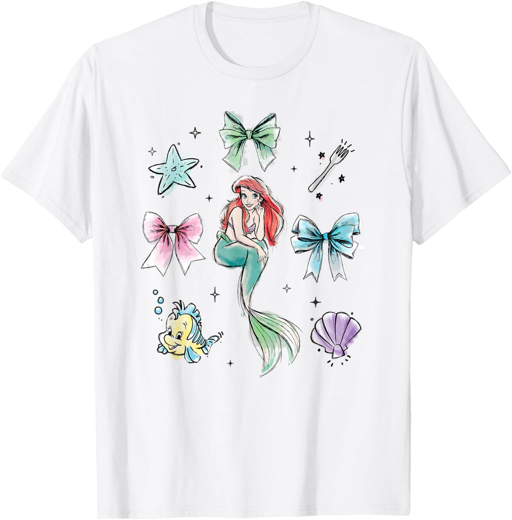 Disney The Little Mermaid Essentials Watercolor Chest Logo T-Shirt