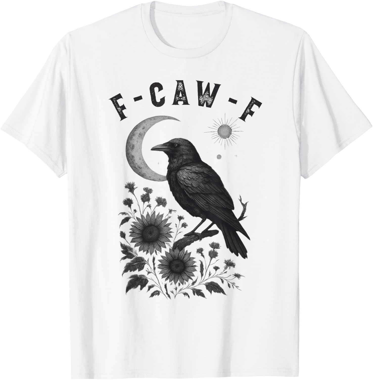 F-Caw-F Black Crow Bird Retro Vintage Gothic Moon F-Caw-F T-Shirt