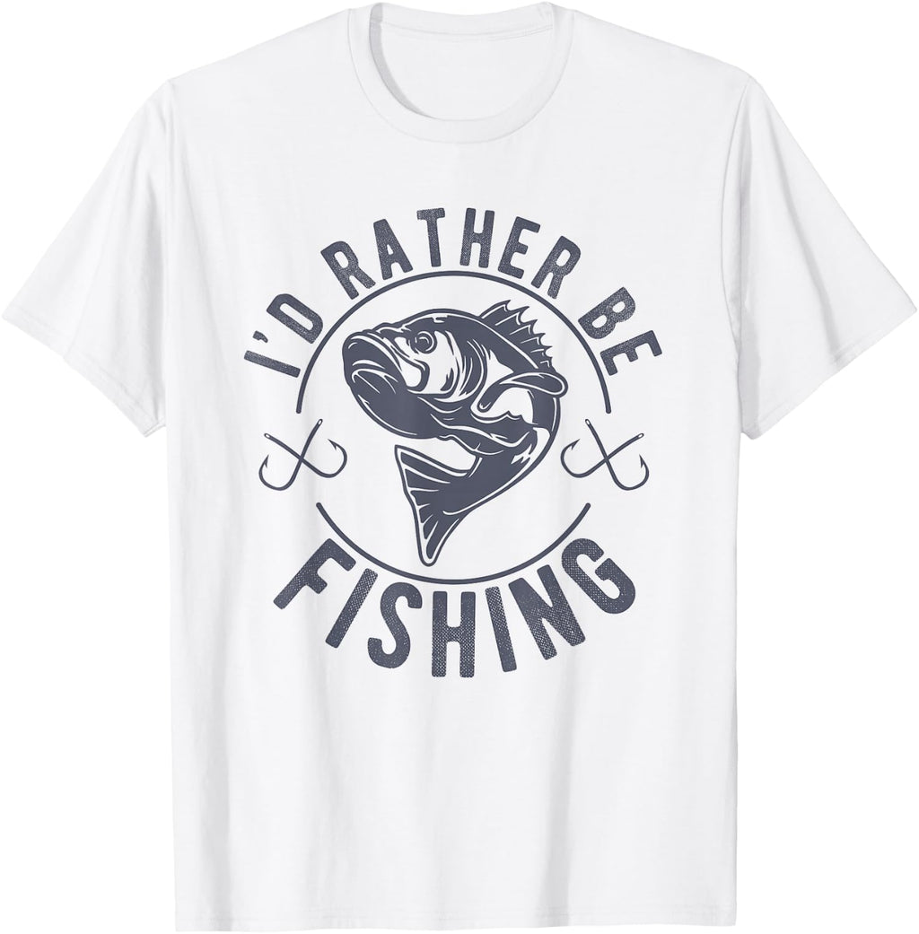 I’d Rather Be Fishing, Funny Fishing Saying Graphic Novelty T-Shirt