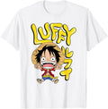 One Piece Anime Luffy Chibi with Bubble Letters T-Shirt