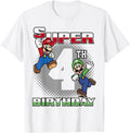 Super Mario and Luigi Super Birthday 4th Birthday Portrait T-Shirt