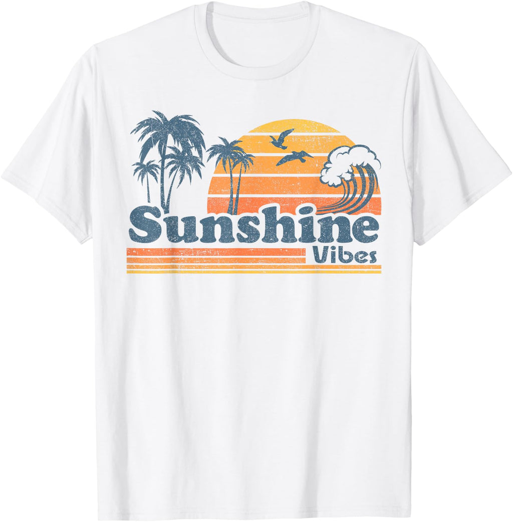 Funny Sunshine Vibes Vacation Beach Vintage 70s Retro Cute T-Shirt