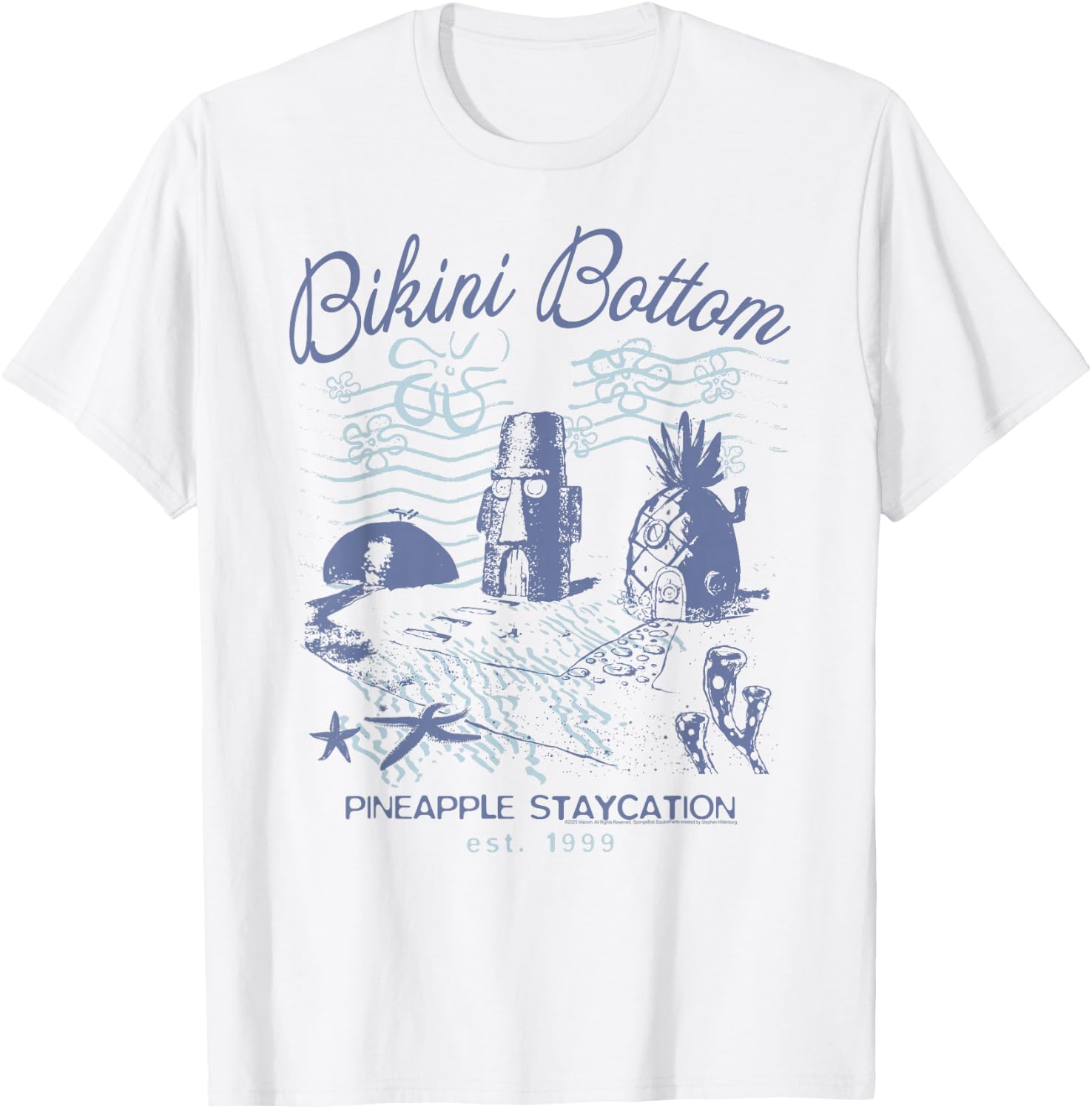 Spongebob Squarepants Bikini Bottom Staycation Cartoon T-Shirt