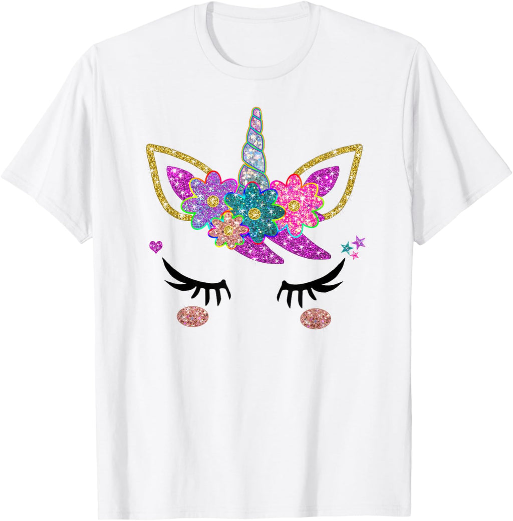 Rainbow Unicorn Face Shirt, Cute Unicorn Birthday Outfit T-Shirt