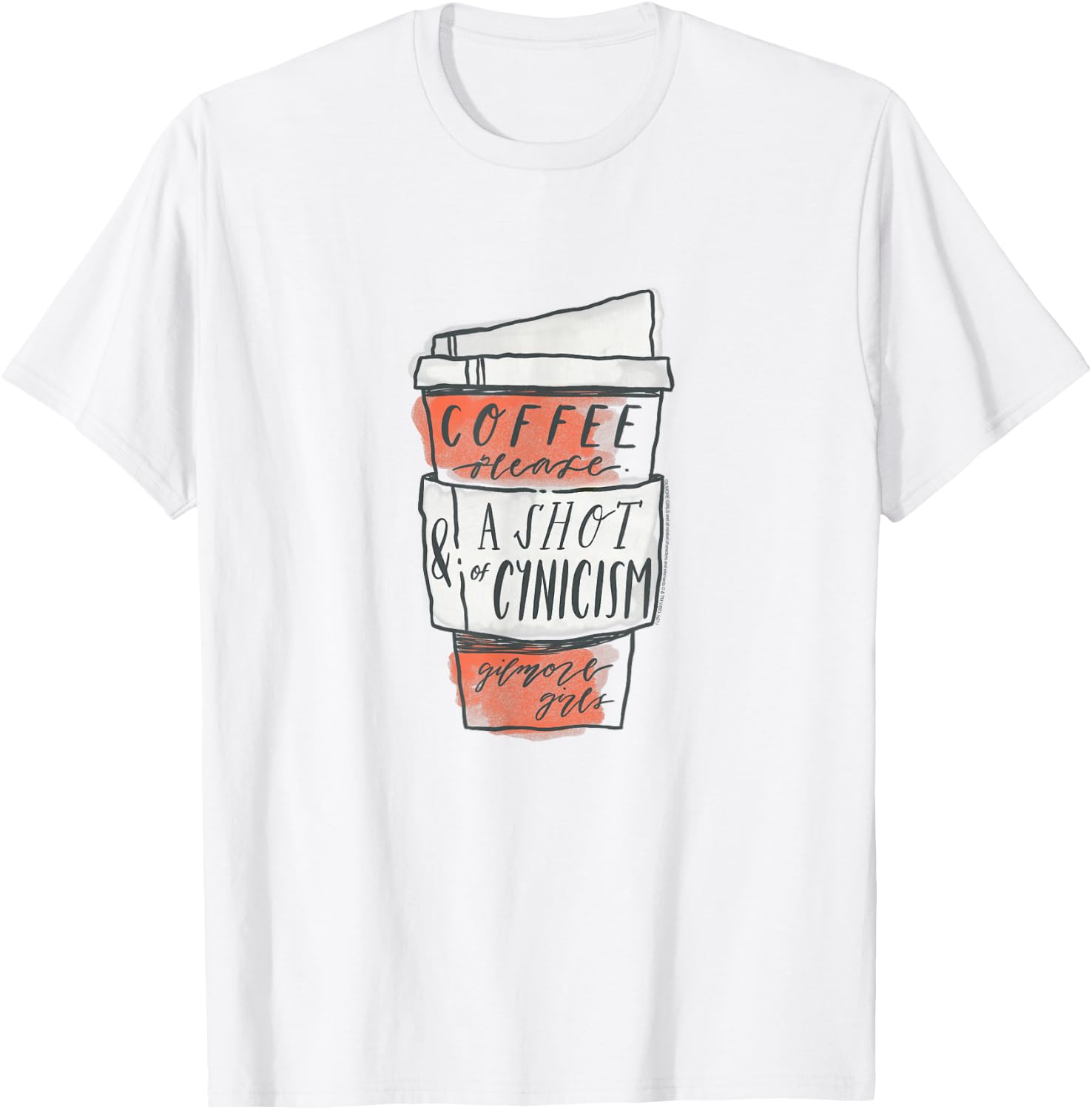 Gilmore Girls Coffee & A Shot of Cynicism Watercolor TV Show T-Shirt