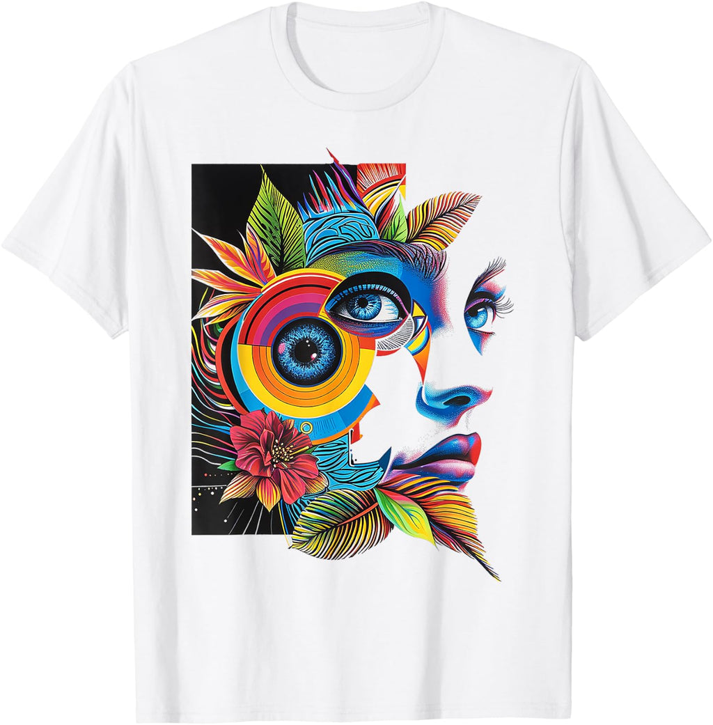 Women Colorful Nature Portrait Art Graphic Women T-Shirt