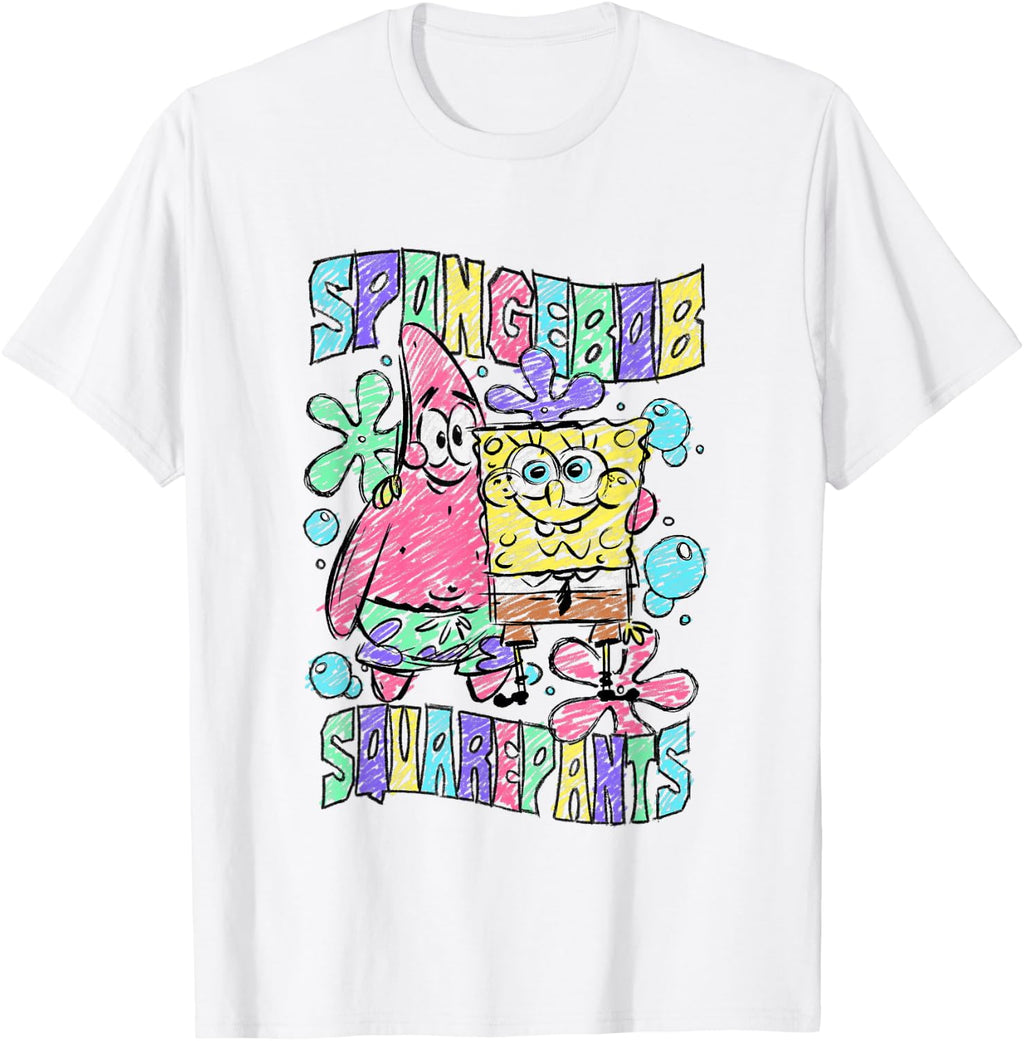 SpongeBob SquarePants Best Friends Forever Colorful Sketch Funny Tee T-Shirt
