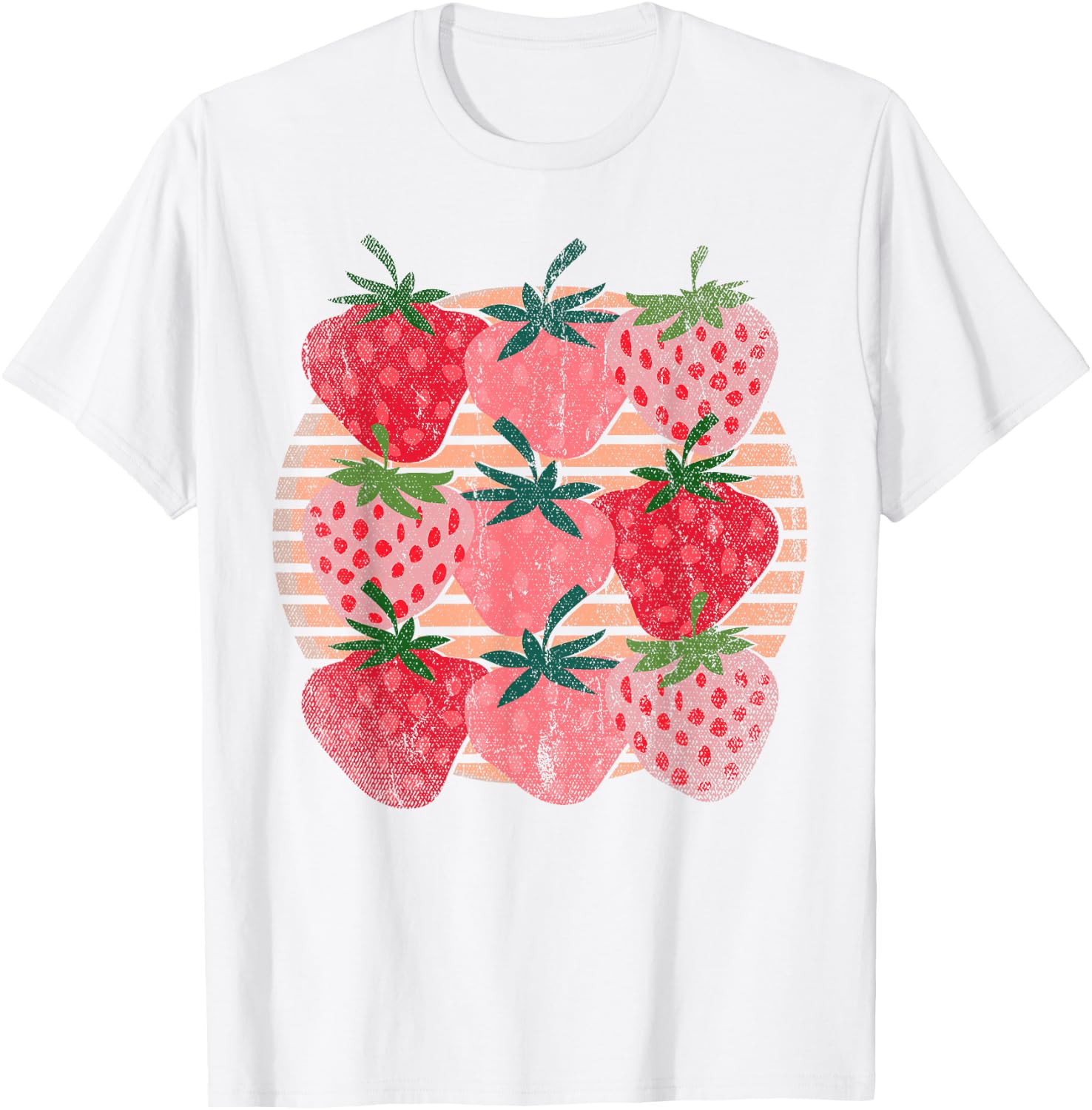 Retro Red Berry Fruit Cottagecore Strawberry T-Shirt Small