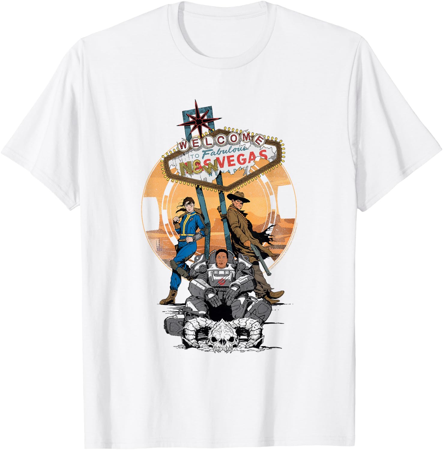 Fallout Welcome to New Vegas Neon Sign with Characters TV T-Shirt