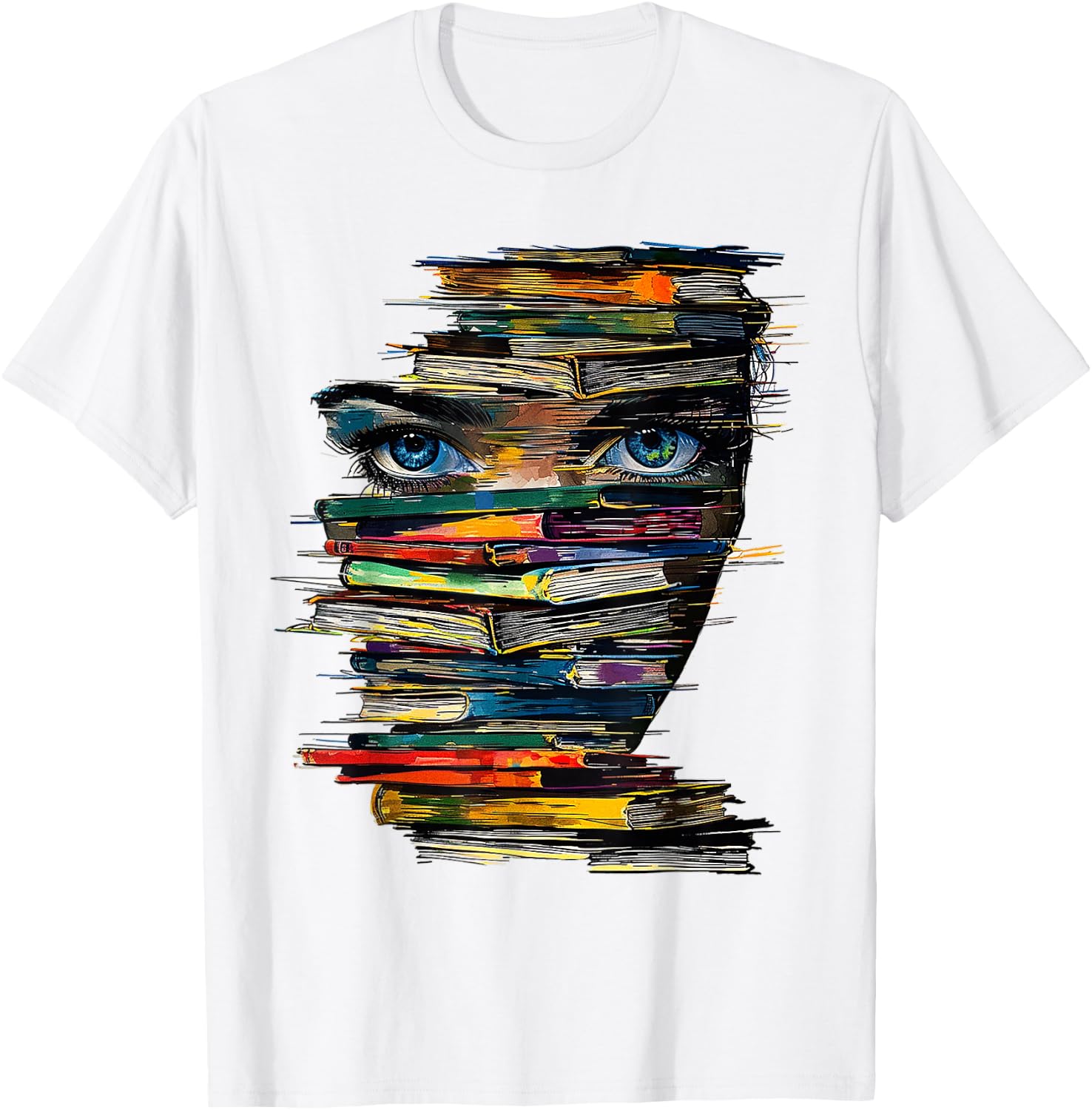 Book Women Graphic Art Colorful Eyes T-Shirt