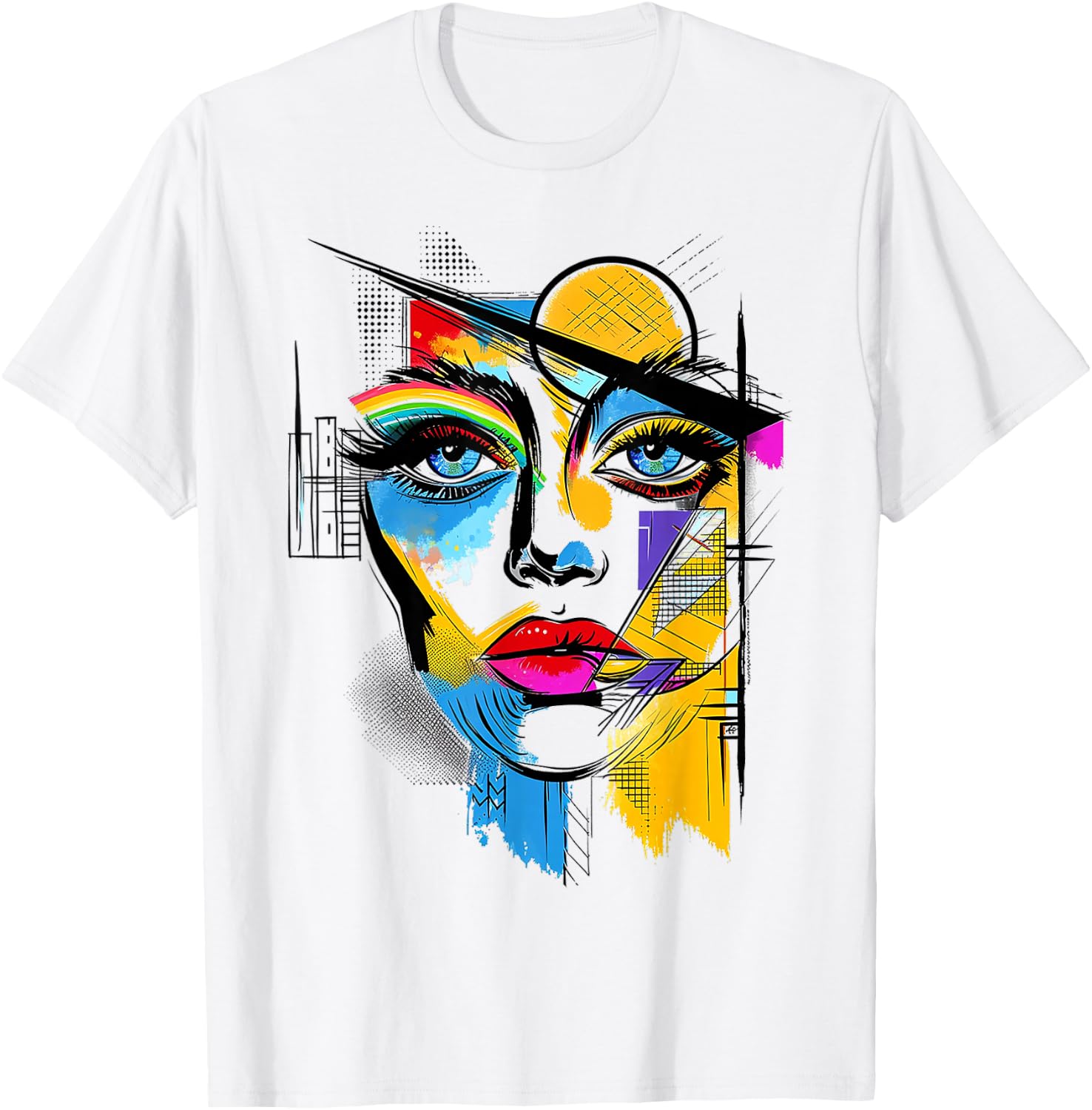 Women Geometric Art Polygon Abstract Human Graphic Women T-Shirt