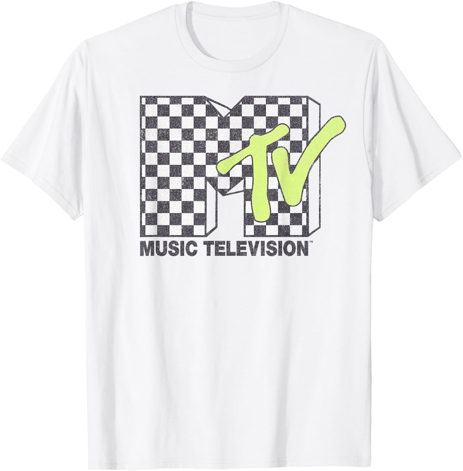 MTV Music Television Checkerboard Logo Fill T-Shirt Small