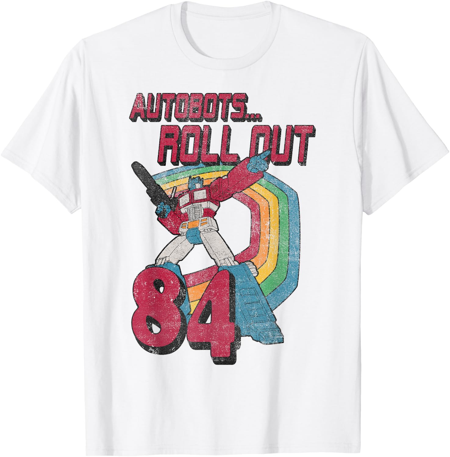 Transformers Autobots Retro Roll Out 84 Rainbow Stripe T-Shirt