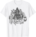 Star Wars Classic Characters Cast Line Art Vintage Disney+ T-Shirt