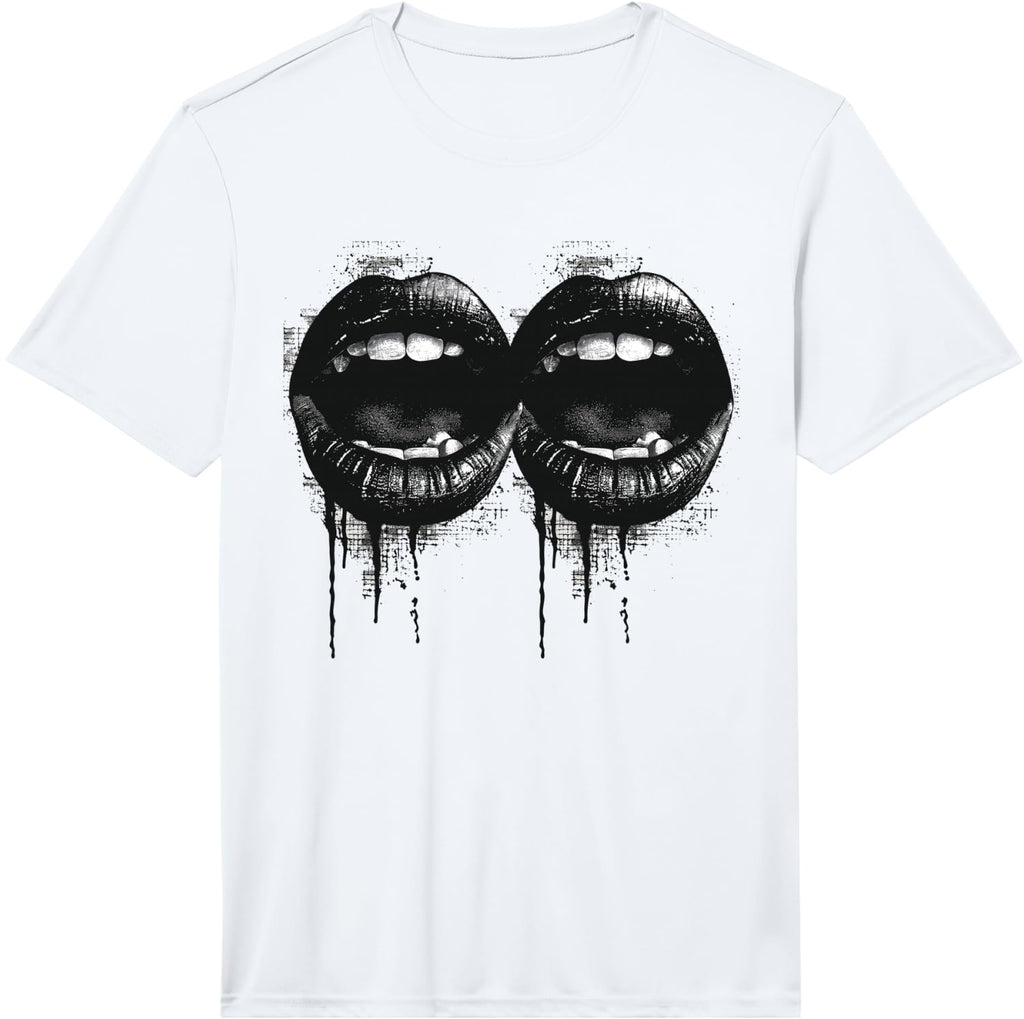 Mens Women's Lips Print Graphic Y2K 2000s Vintage Summer Tops Performance T-Shirt