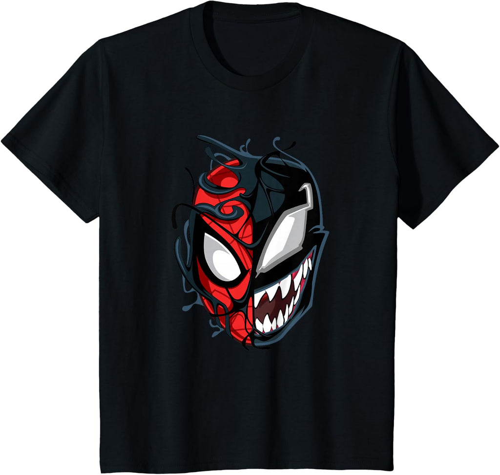 Kids Marvel Spider-Man Classic Venom Peter Parker Split Mask T-Shirt