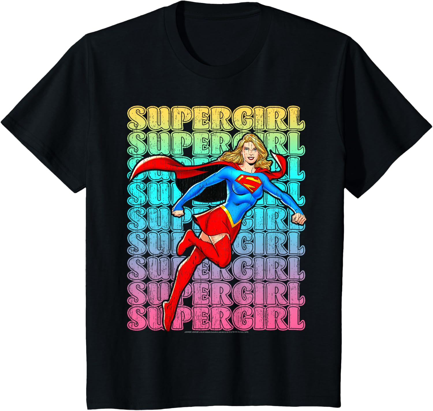 Kids DC Comics Supergirl Gradient Name Stack T-Shirt