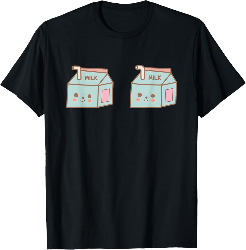 Funny Milk Box Breastfeeding Boobs Gag Breast Boobies Meme T-Shirt