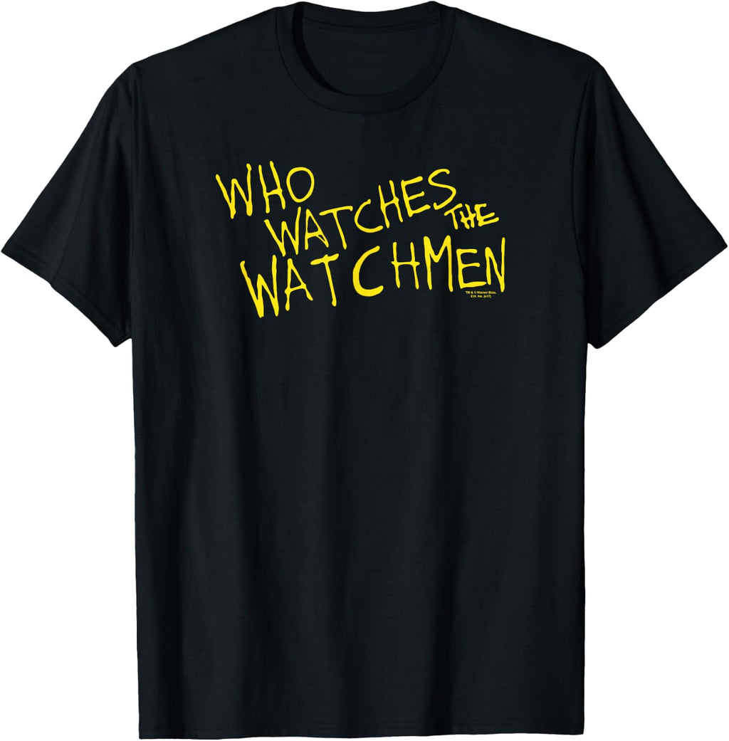 DC Comics Watchmen Who Watches Unisex Adult T-Shirt, Black, Small