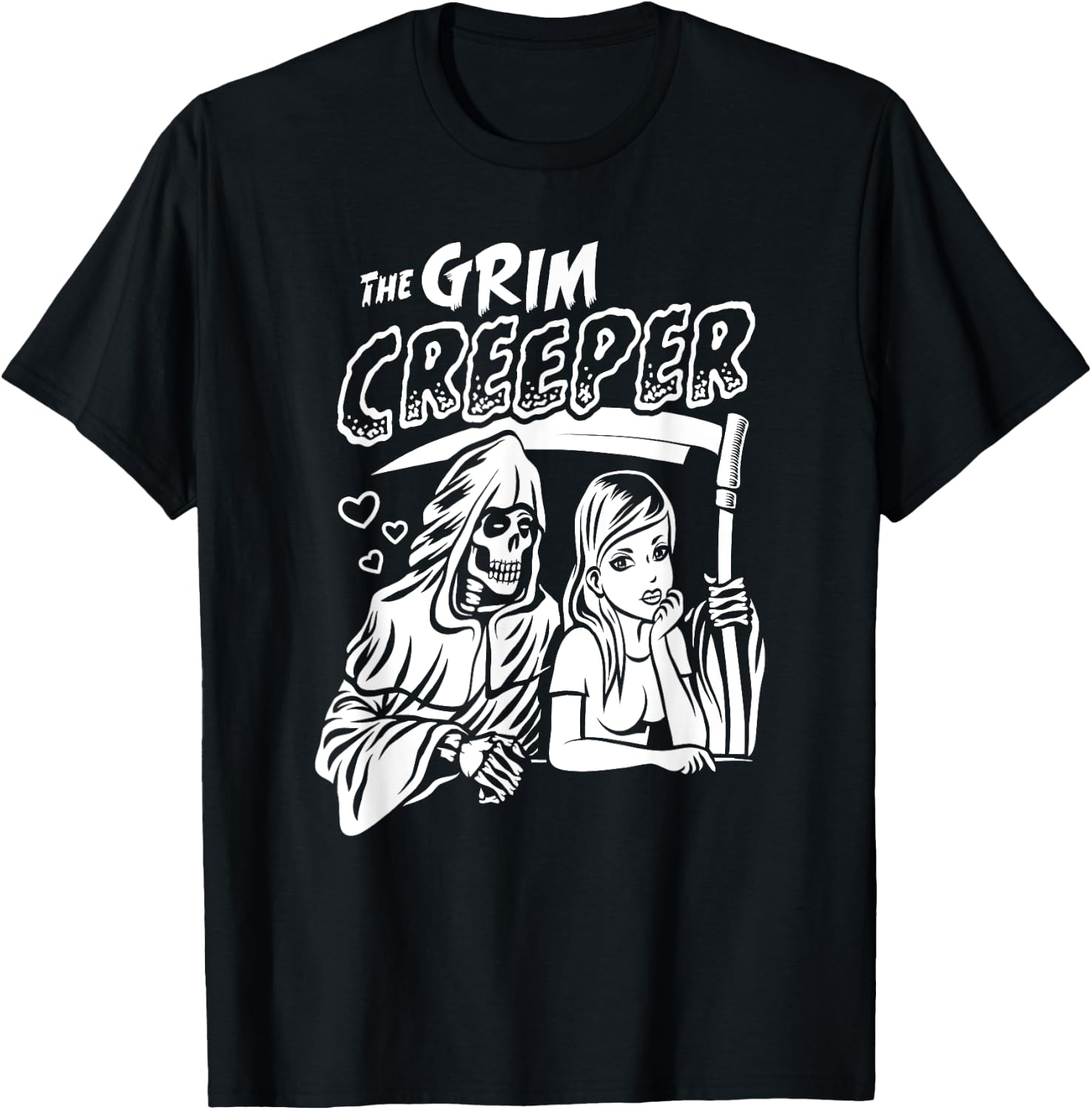 The Grim Creeper Creepy Cute Dark Humor Bartender Skeleton T-Shirt