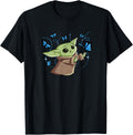 Star Wars The Mandalorian Grogu with Blue Butterflies Cute T-Shirt