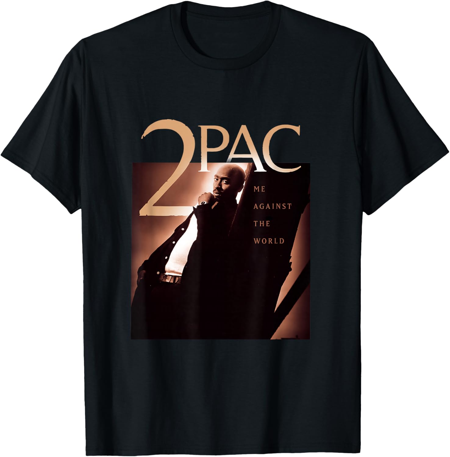 TUPAC SHAKUR Me Against The World Unisex Adult Black Cotton 100% Short Sleeve Classic Fit T-Shirt Small