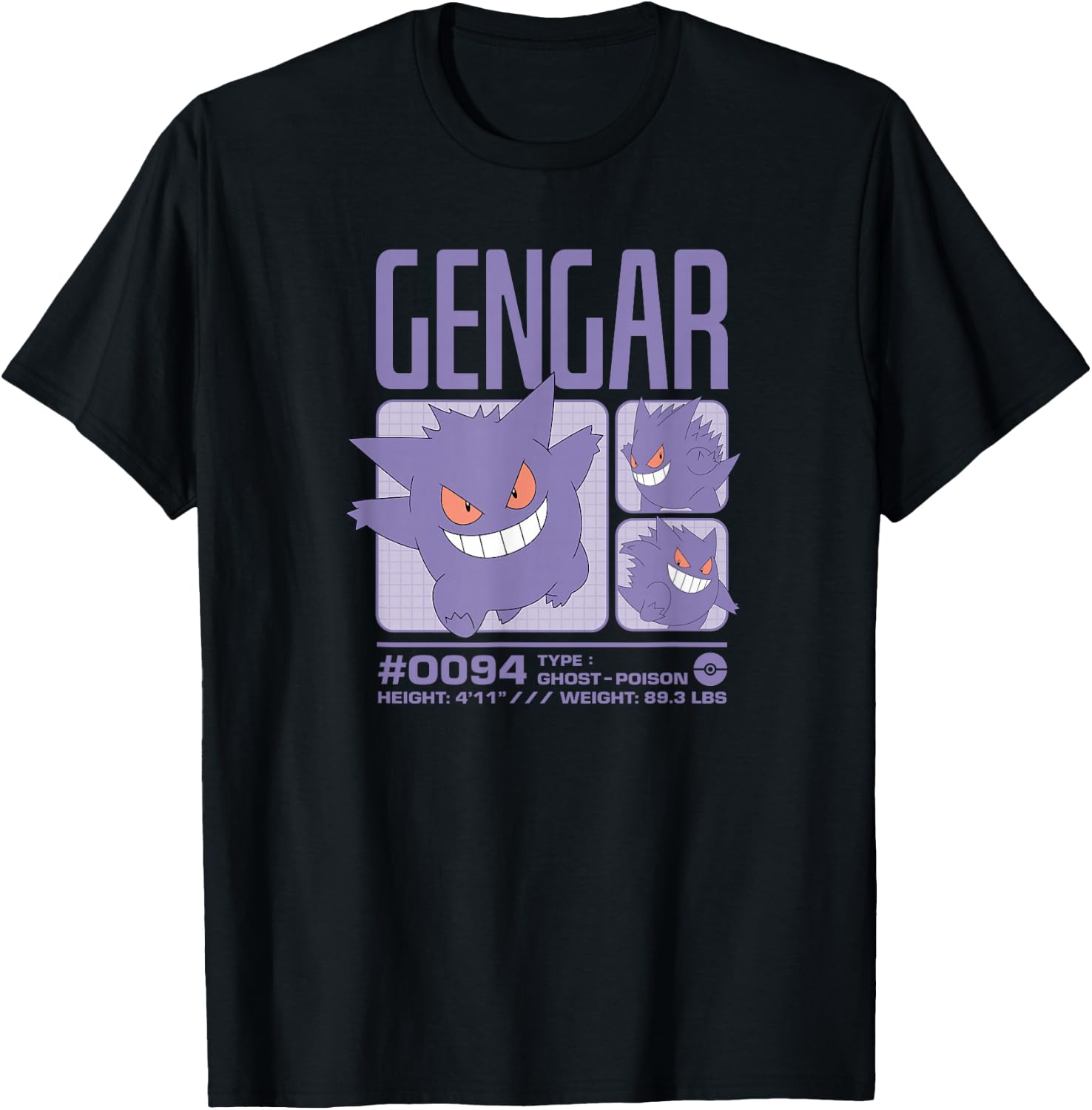 Pokémon - Gengar Pastel Stats Grid T-Shirt