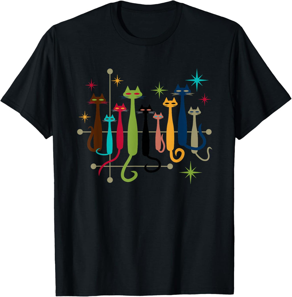 Vintage Retro Mid-Century Modern Look Cats 50s 60s Style T-Shirt