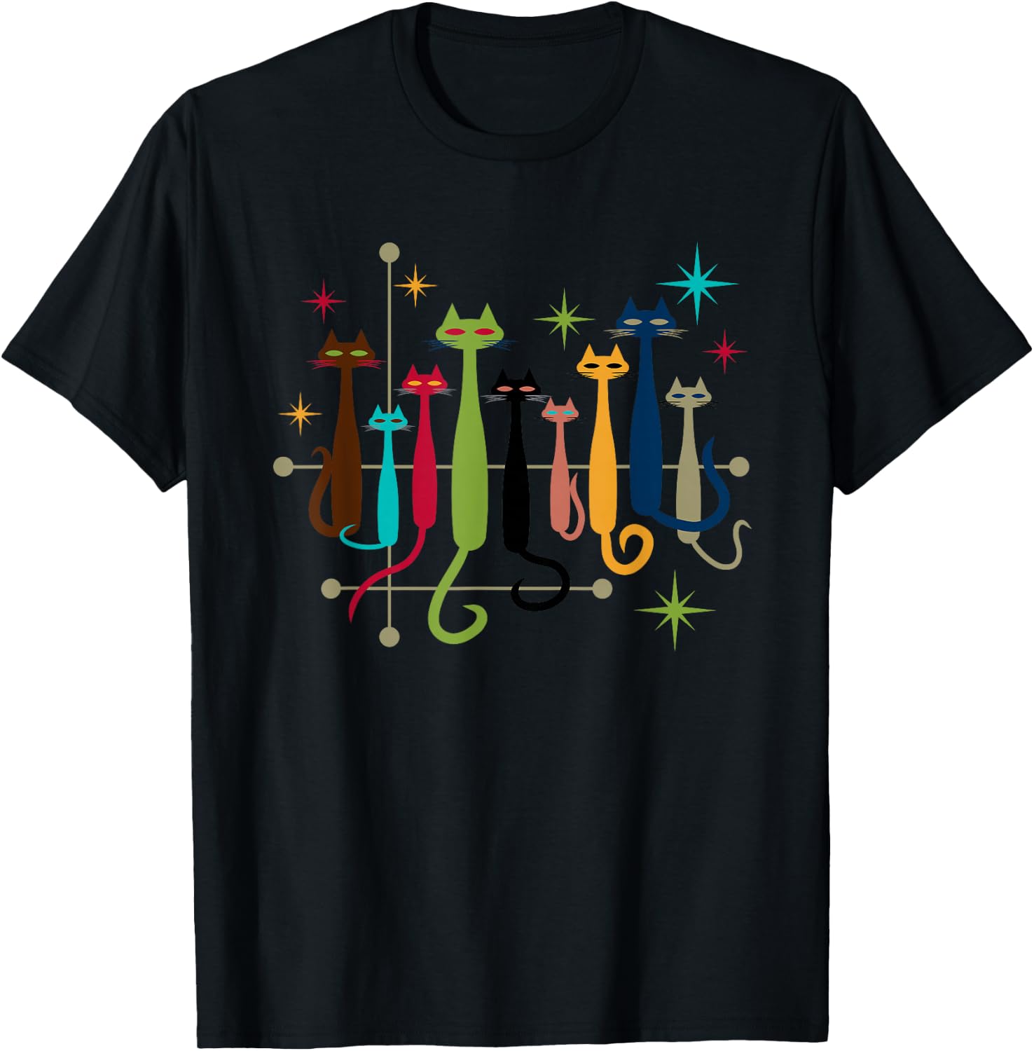 Vintage Retro Mid-Century Modern Look Cats 50s 60s Style T-Shirt