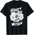 Beauty Lies Within Glamour Makeup with Dripping Skull Inside T-Shirt