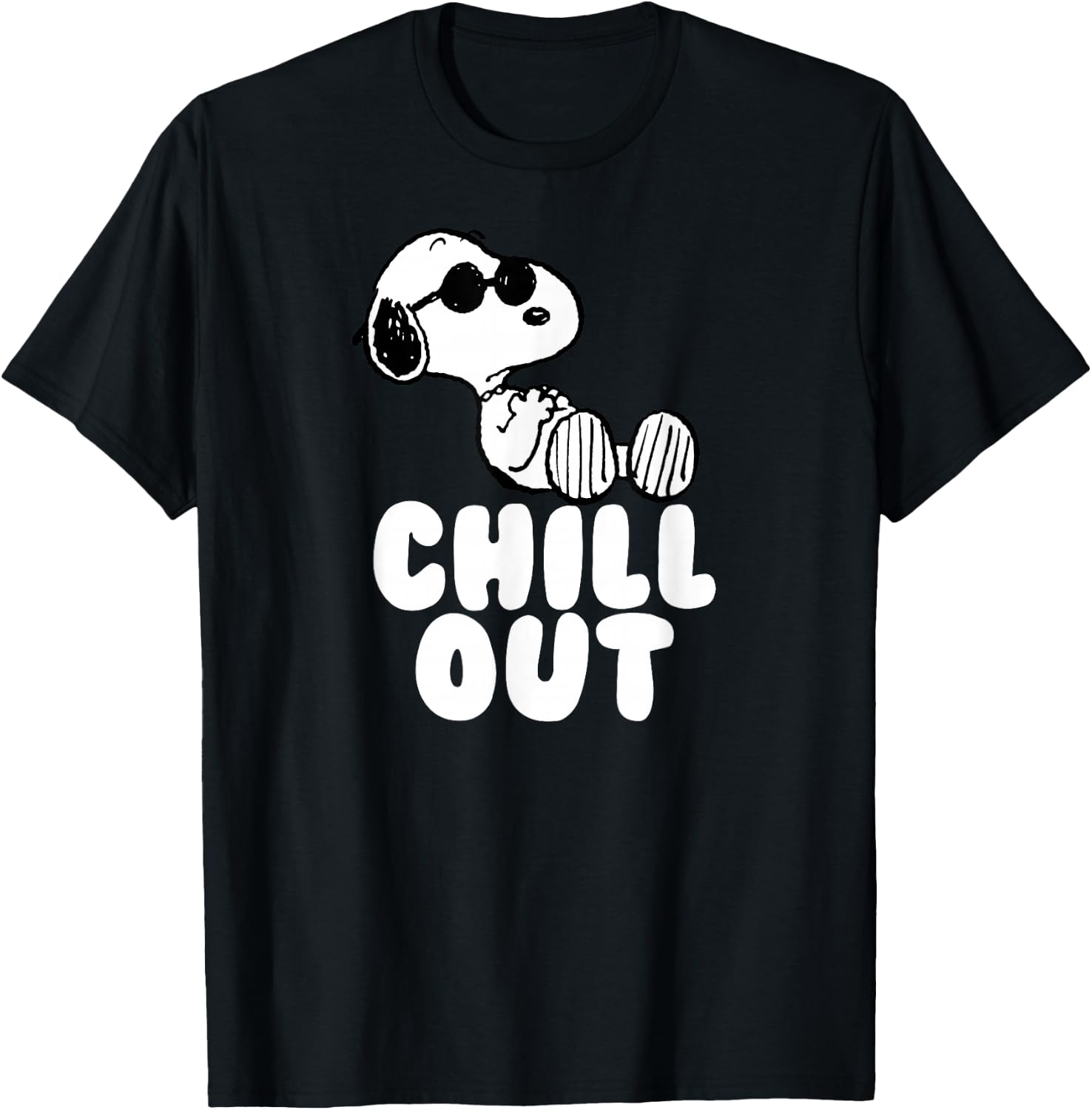Peanuts Classic Fit Crew Neck T-Shirt - Chill Out Snoopy Graphic in Blue