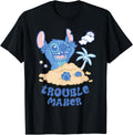 Disney Stitch Fluffy Summer Beach Sand Pile Trouble Maker T-Shirt
