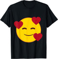 Official Emoji Floating Hearts Yellow Smile Face T-Shirt