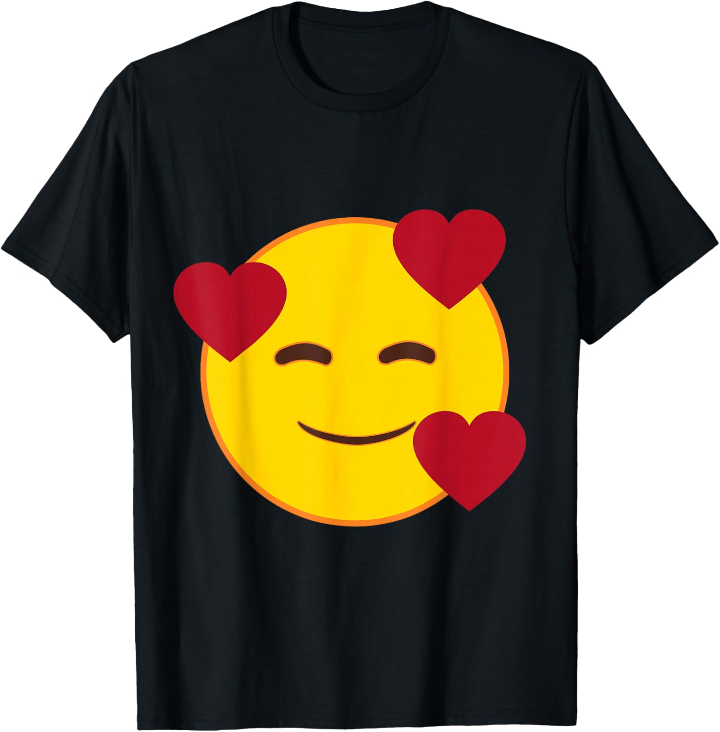 Official Emoji Floating Hearts Yellow Smile Face T-Shirt