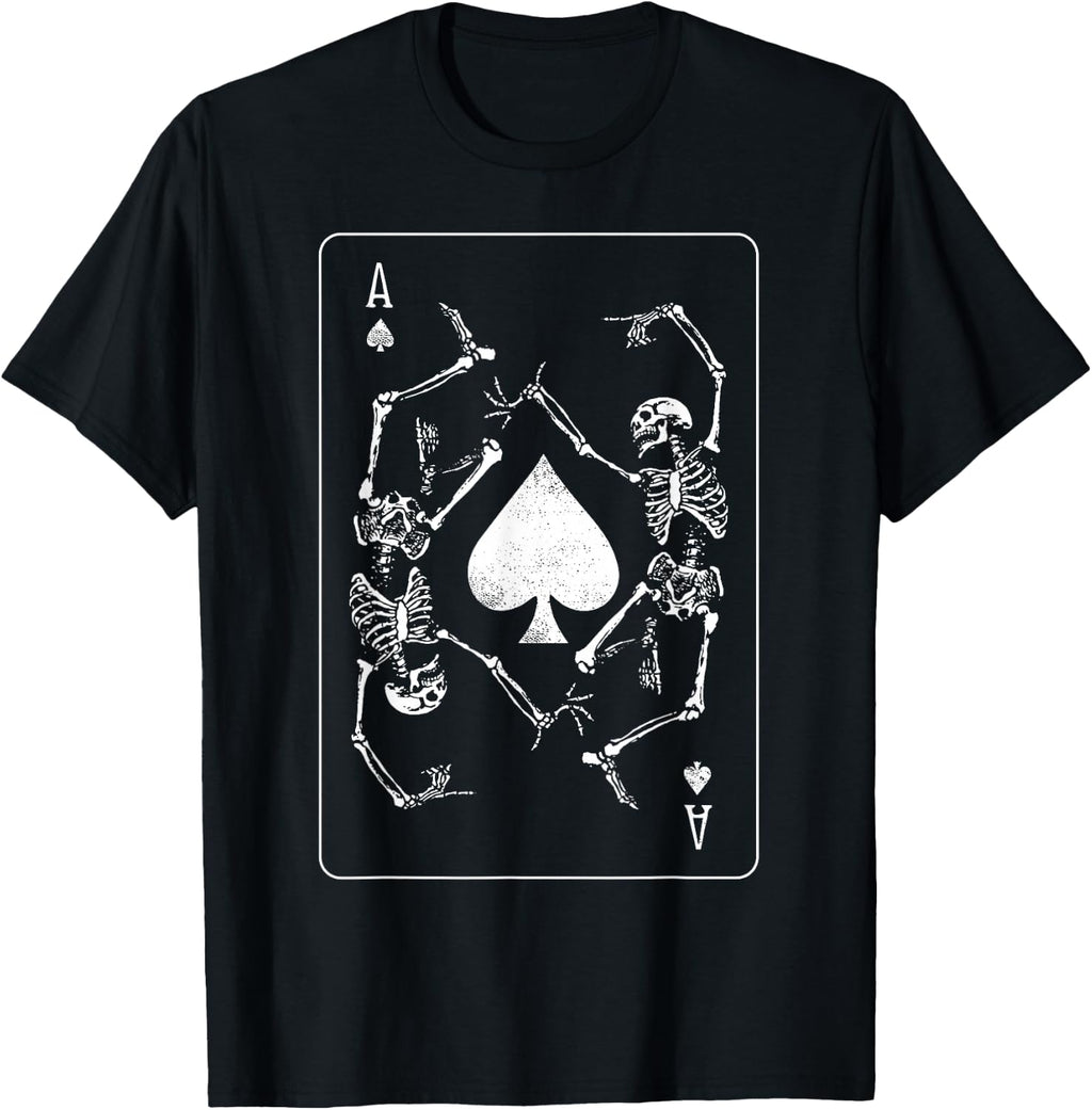 Goth Punk Ace of Spades Card Shark Gambler Skeleton T-Shirt