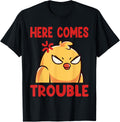 Funny Here Comes Trouble Angry Kawaii Bird T-Shirt