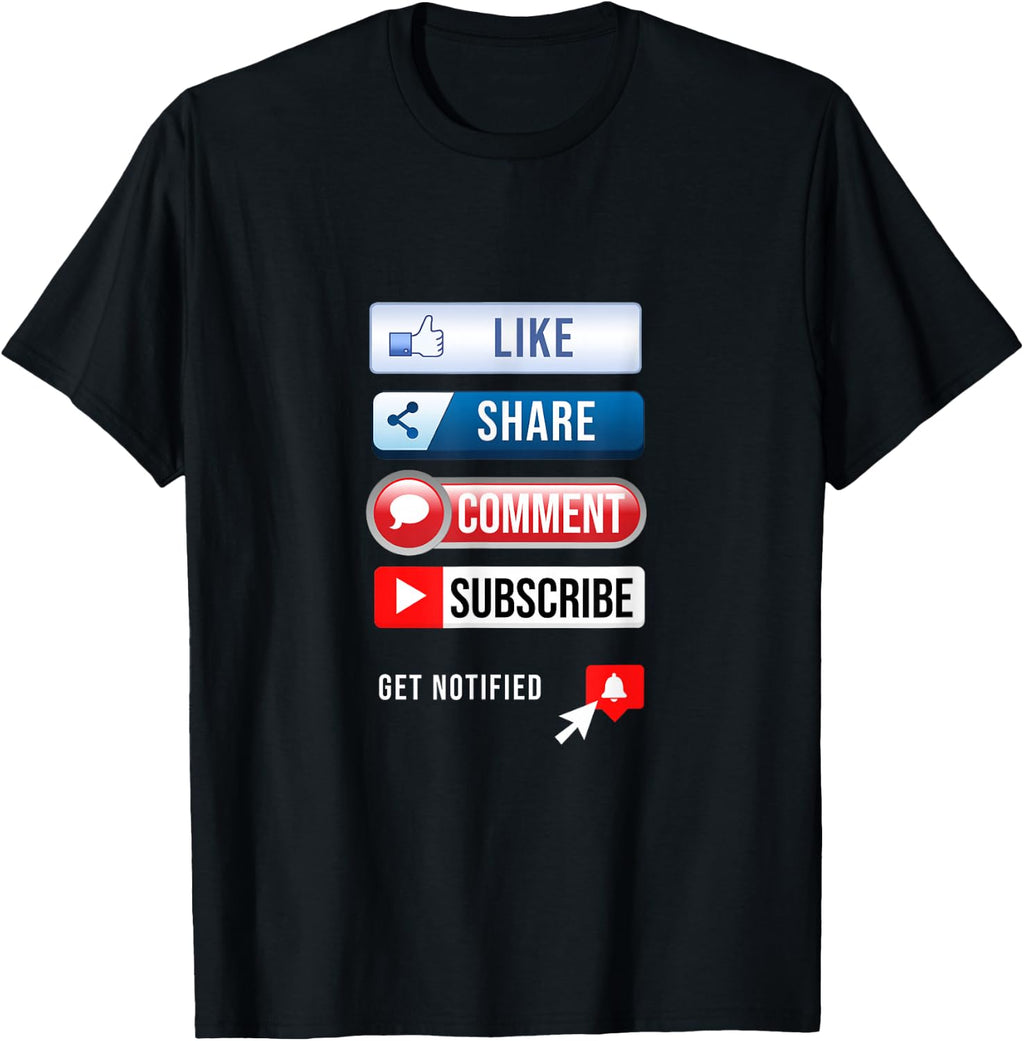 Social Media Like Share Comment Subscribe Vlogger T-Shirt
