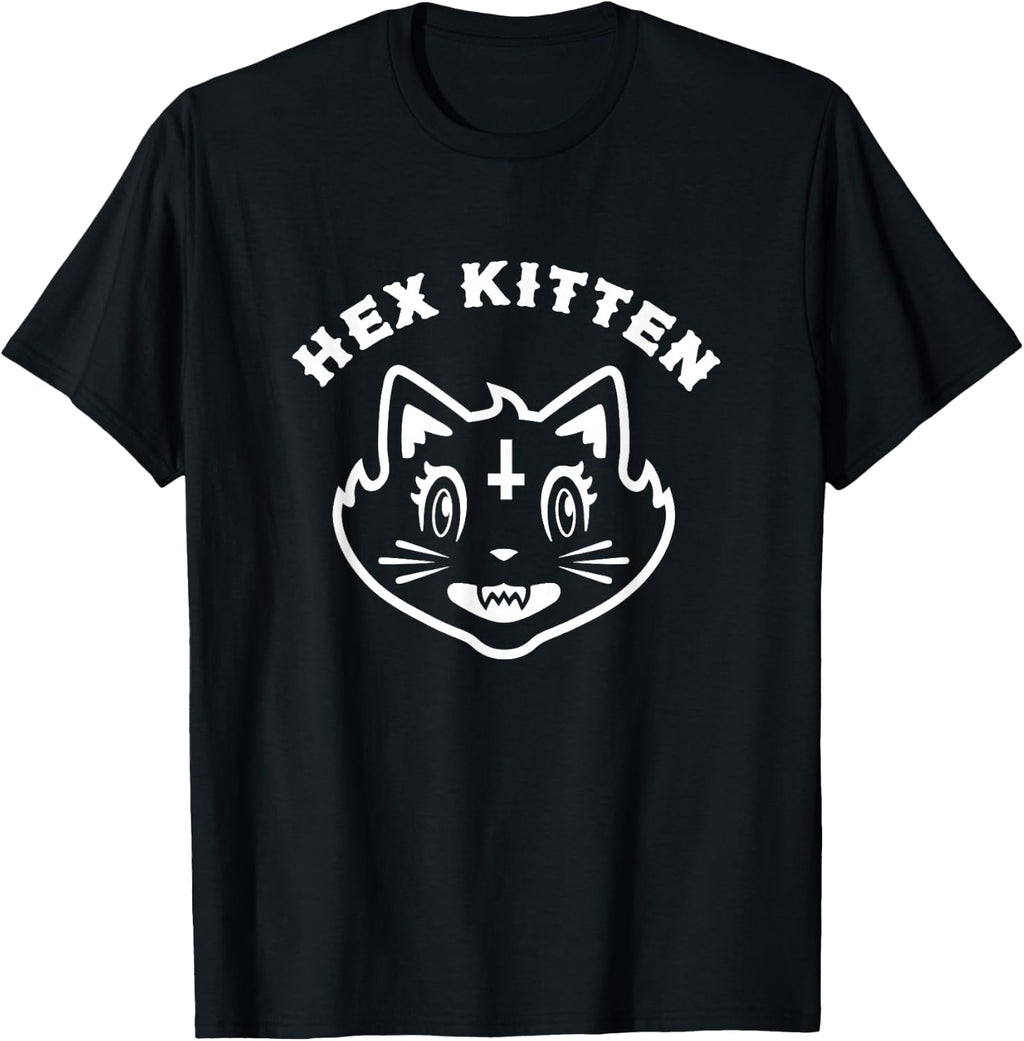 Last Gasp Graphics Hex Kitten T-Shirt - Unisex Adult Alternative/Goth - Black - Short Sleeve - Small - Classic Fit - Halloween Humor