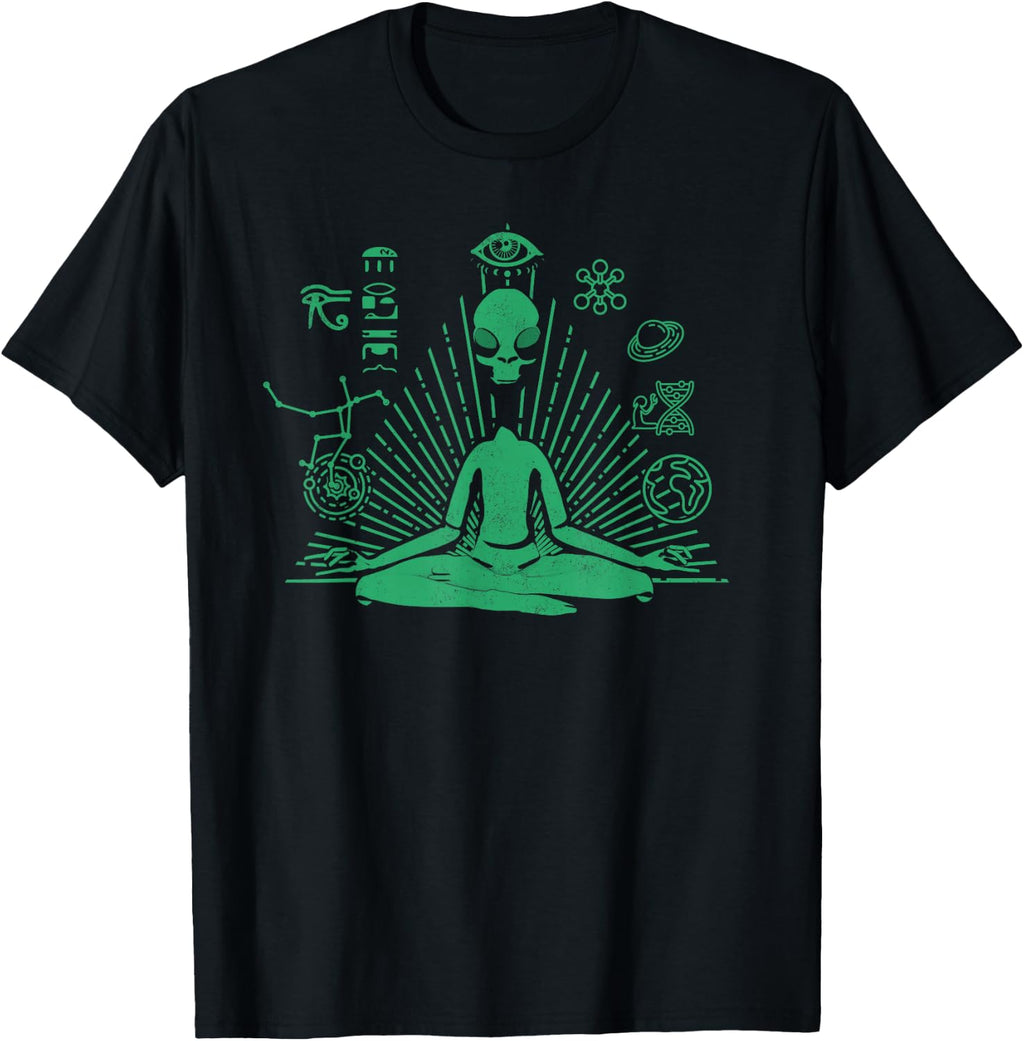 Alien Shirt UFO Zen Yoga Meditation Mystic Symbols T-Shirt