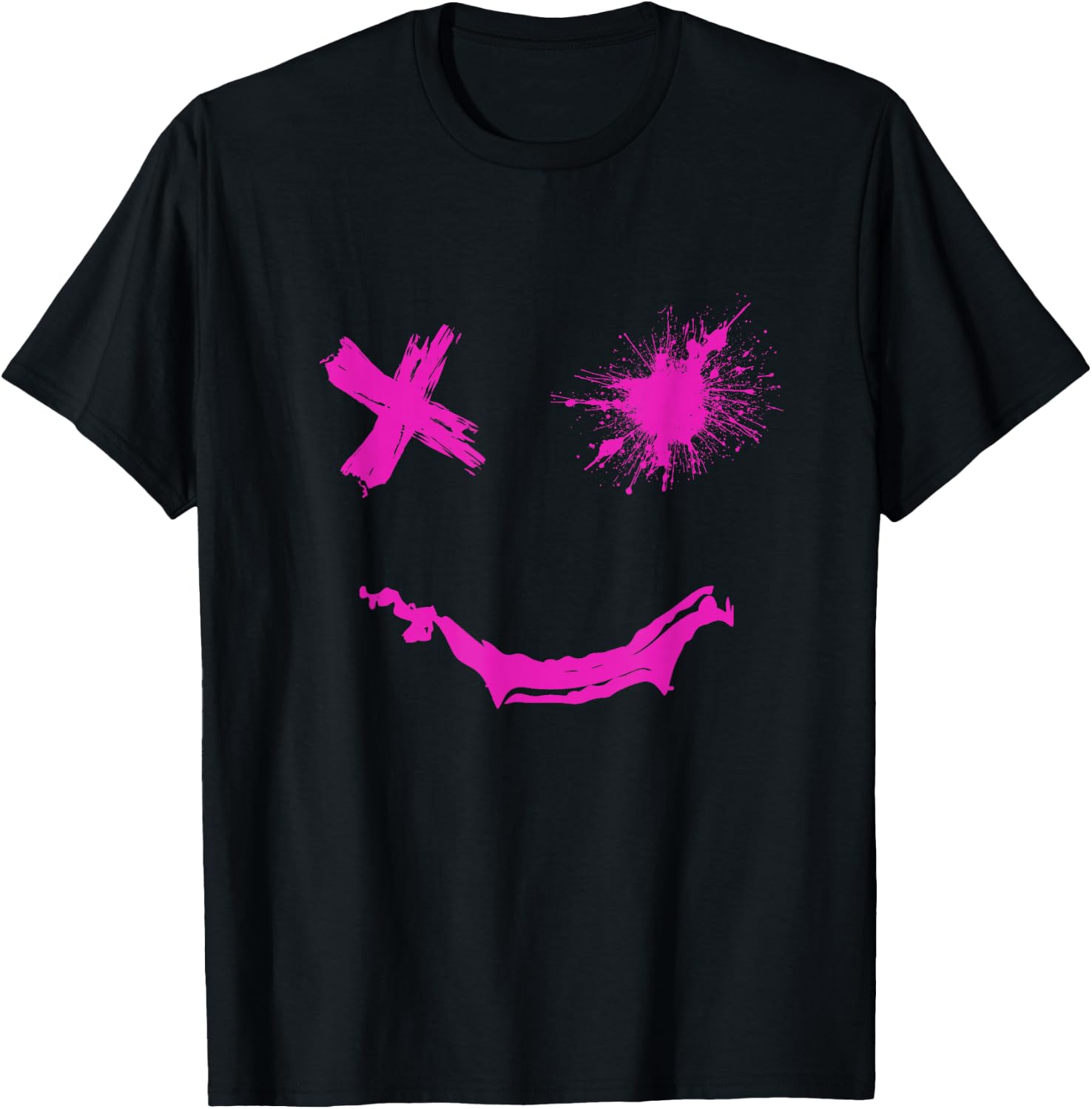 Pink Grunge Smile Pink Color Graphic T-Shirt