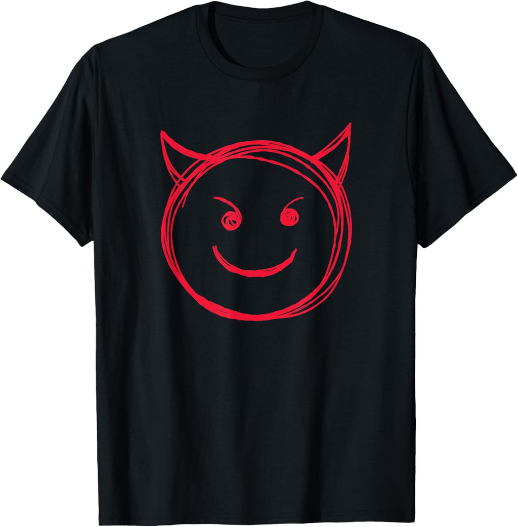 Pink Smiling Evil Face Graphic Novelty Sarcastic Funny T-Shirt