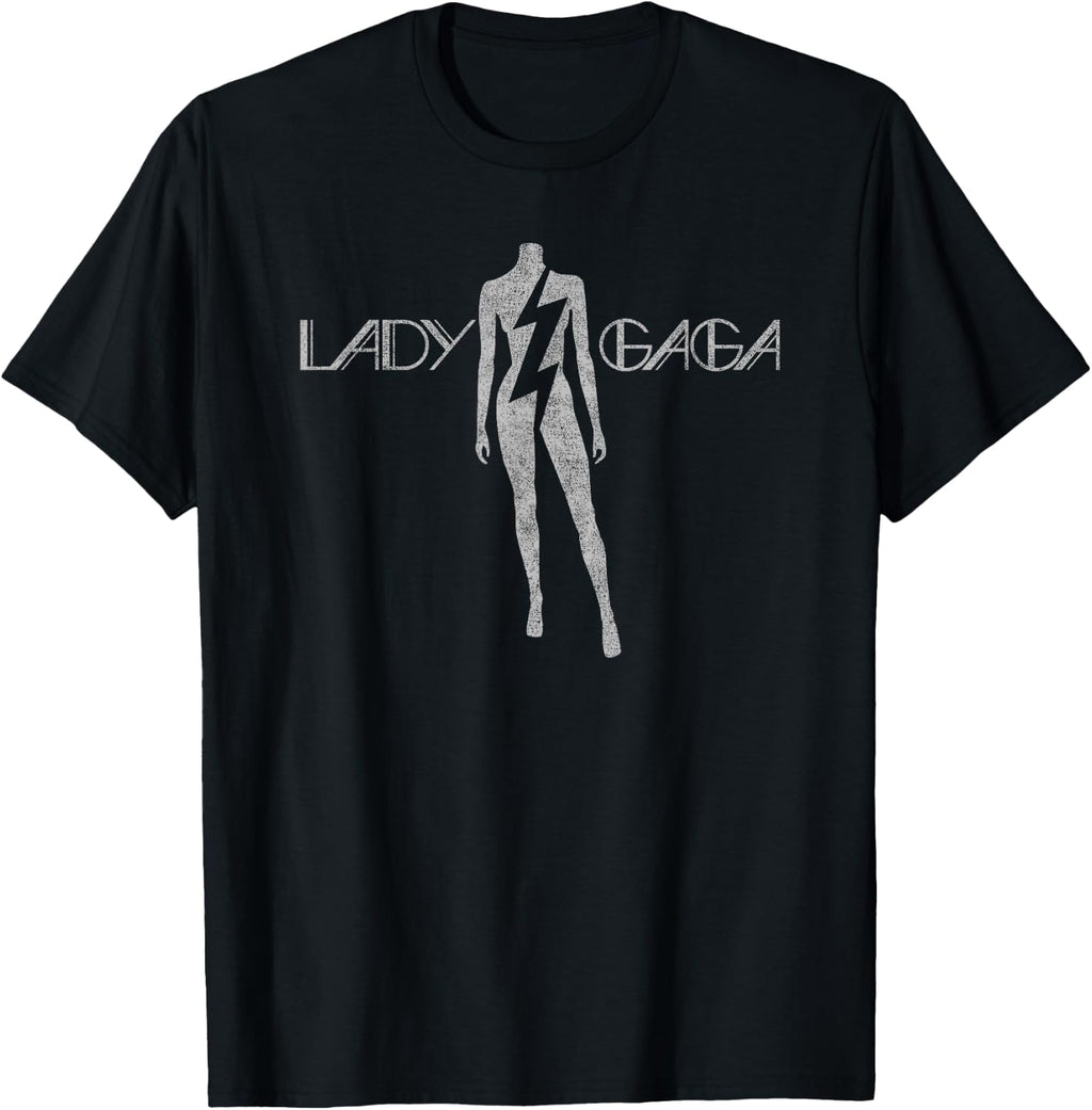 Official Lady Gaga Lightning White Logo T-Shirt