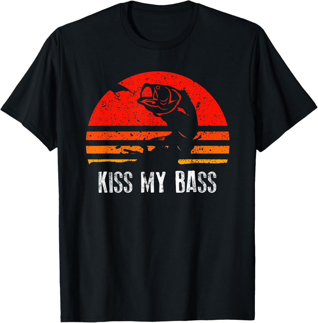 Retro Fishing Shirt Kiss My Bass Vintage Gift