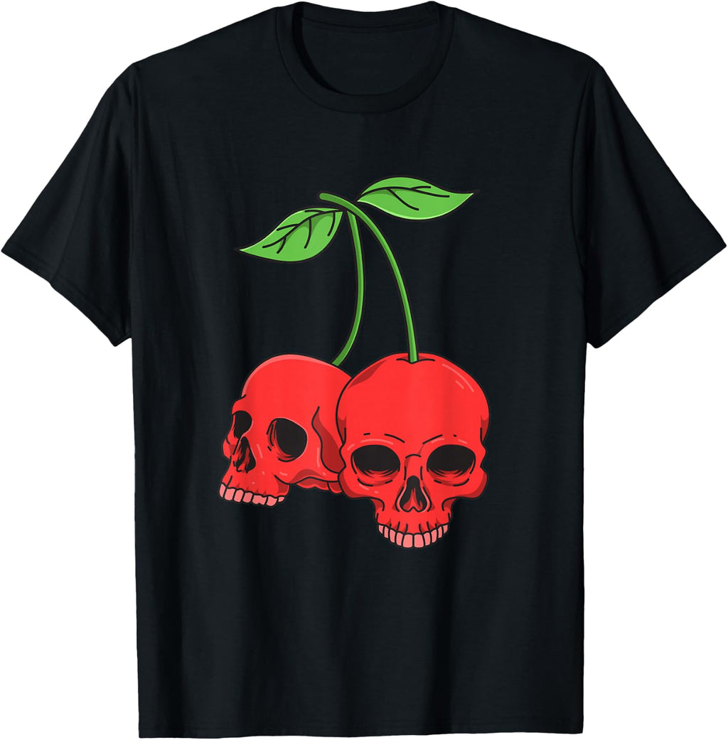 Cherry Skull Skeleton Head Bones Fruit Lover Halloween T-Shirt
