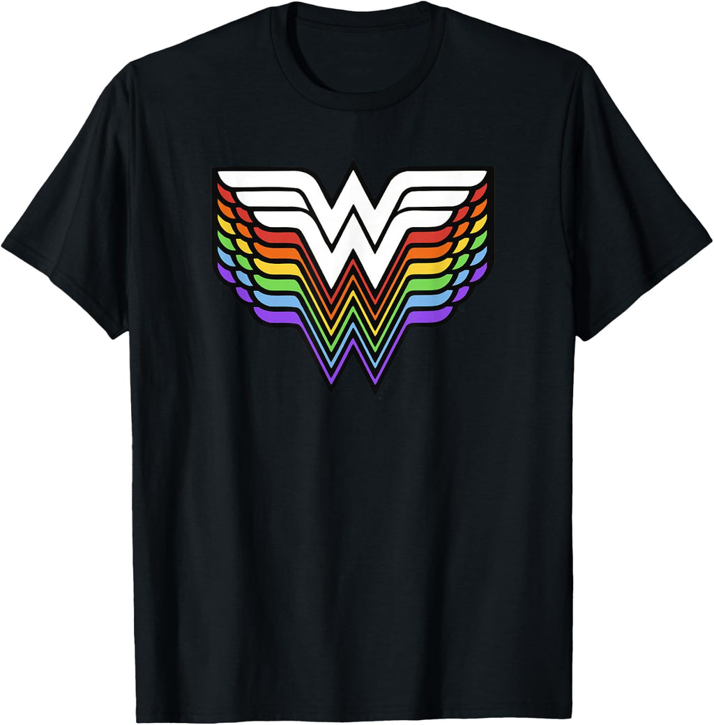 DC Comics Wonder Woman Rainbow Superhero Vintage Logo T-Shirt
