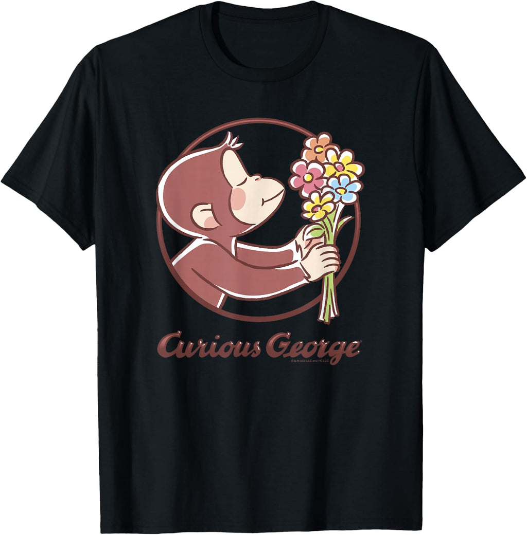 Curious George Flower Bouquet Poster T-Shirt Small
