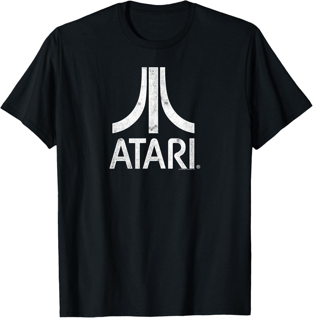 Atari White Distressed Retro Gaming Logo T-Shirt