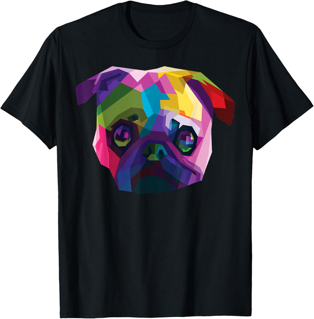 Cute Puppy Love Rainbow Pug Vibrant Color Dog T-Shirt