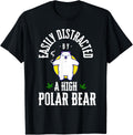 Easily Distracted by a High Polar Bear Funny Weed T-Shirt